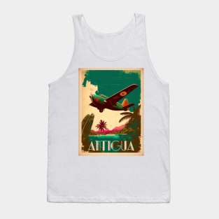 Antigua Caribbean Plane Vintage Travel Art Poster Tank Top